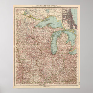 Póster 13435 Mich, Wis, Minn, Ia, Mo, Ill, Ind, Ky