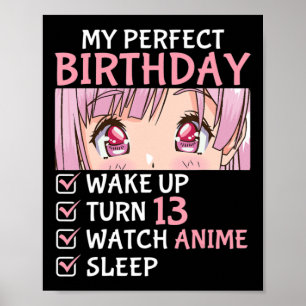 Póster 13.º Anime de observación de cumpleaños, adolescen