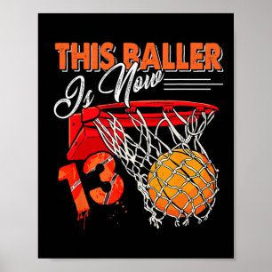 Póster 13.º cumpleaños Bysketbyll Diversión de 13 años ni