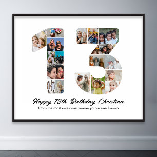 Póster 13.º cumpleaños número 13 Collage de fotos