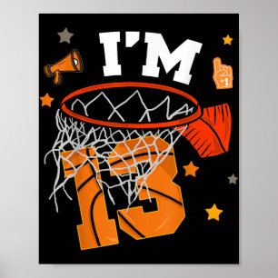 Póster 13 años niño de baloncesto de 13 años de edad de t