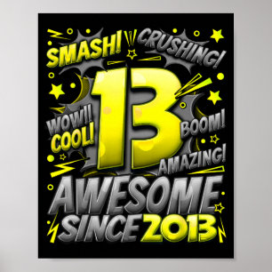 Póster 13 años para niños cumpleaños 13 niños 13 años
