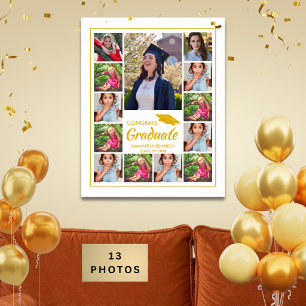 Póster 13 Colaje de Fotos Gorra Dorada Felicidades Gradua