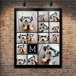 Póster 13 Collage de fotos Monograma negro - Puede editar<br><div class="desc">Un diseño con un fondo básico. Utiliza hasta trece fotos cuadradas para crear un regalo único y personal. Si necesita ajustar las imágenes,  haga clic en la herramienta personalizar para realizar cambios.</div>