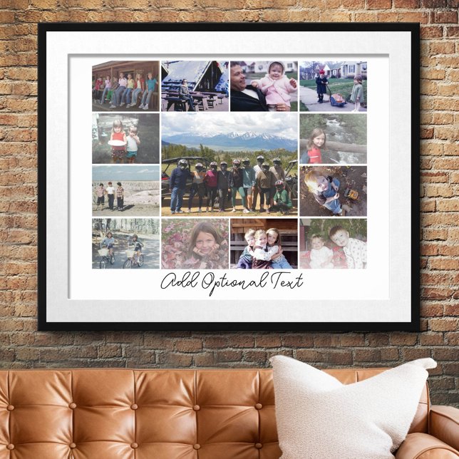 Póster 13 Collage de fotos Texto opcional - Blanco (Custom Photo Collage Poster)