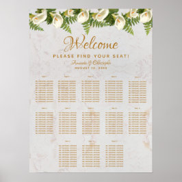Póster 13 Mesa Gráfico de Asientos de Boda de Mármol con