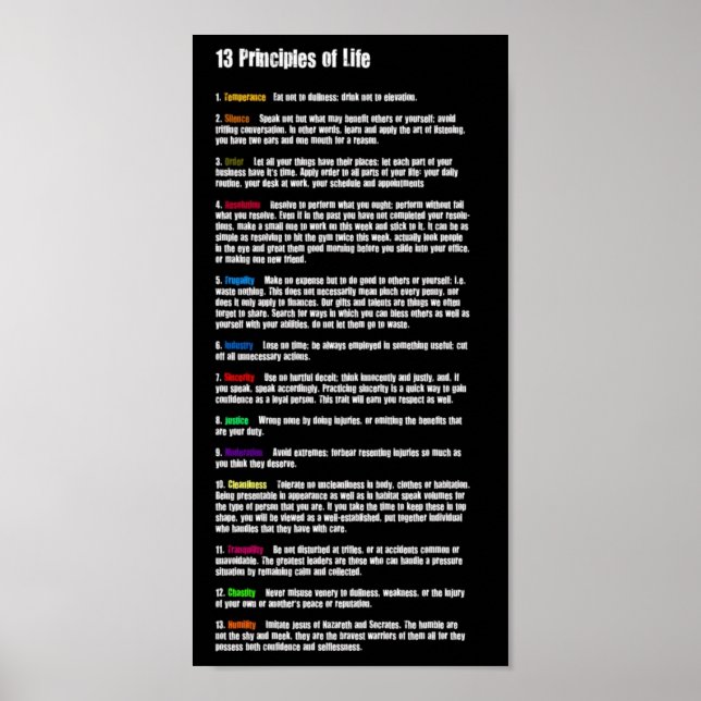 Póster 13 Principios de la vida (Frente)
