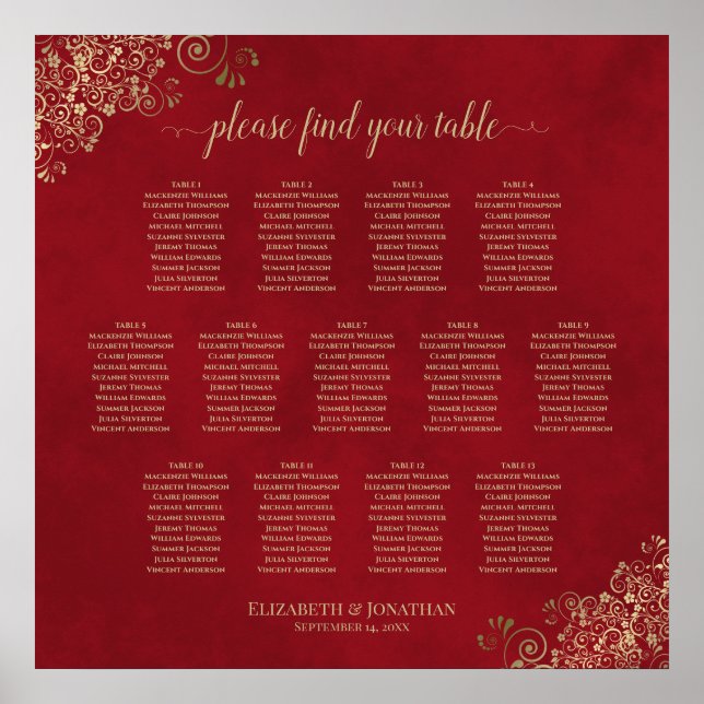 Póster 13 Tabla de asientos Boda de la taberna (Frente)