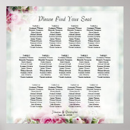 Póster 13 Tabla de asientos Elegantes para bodas con rosa