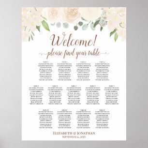 Póster 13 Tabla de asientos para Bodas de Rosas de color