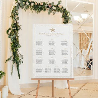 Póster 13 Tabla de asientos Starfish Tan 24x36 Bodas