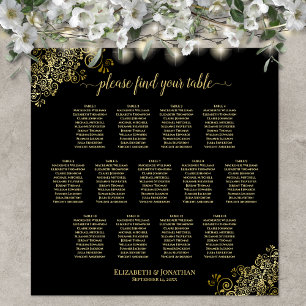 Póster 13 Tabla Dorada Fragmentos Boda Negro Tabla de asi