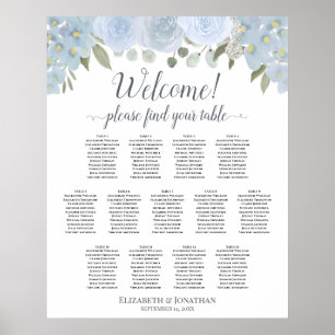 Póster 13 Tabla Dusty Blue Floral Boda