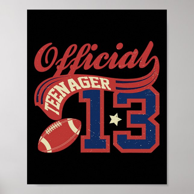 Póster 13th Birthday Boy Official Teenager 13 Yrs Old Foo (Frente)