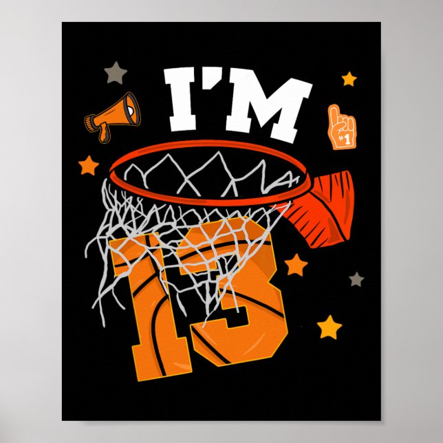 Póster 13th Birthday Sketll Boy 13 Yr Old Thirteen Years  (Frente)