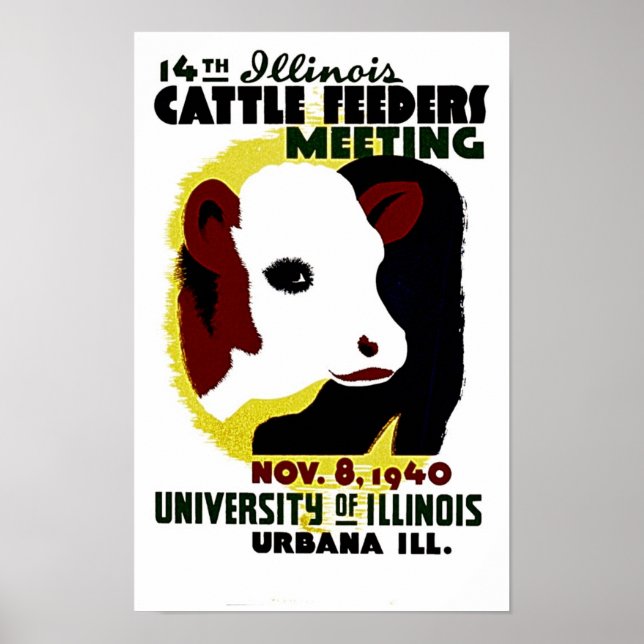 Póster 14ª Reunión de Alimentadores de Ganado de Illinois (Frente)