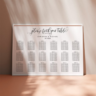 Póster 140-150 Invitados 18 Mesas Tabla De Asientos Horiz