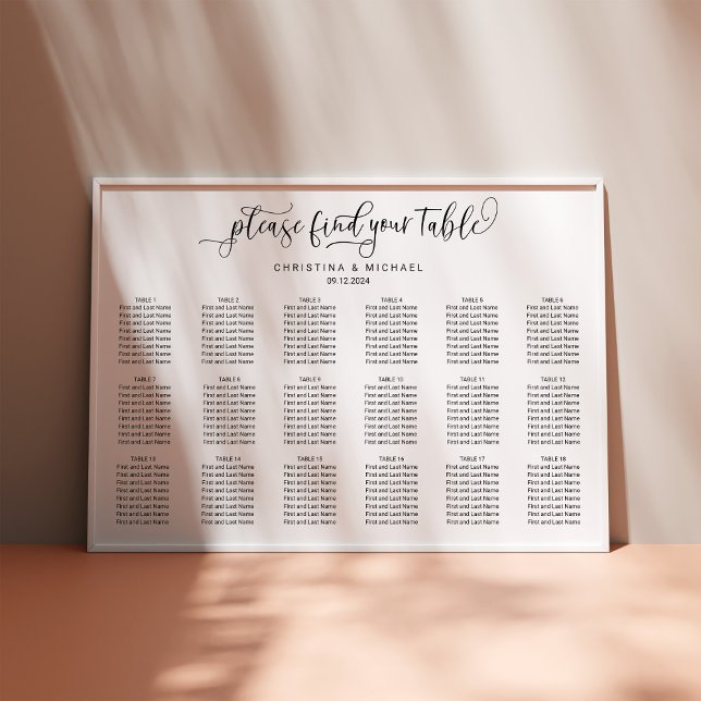 Póster 140-150 Invitados 18 Mesas Tabla De Asientos Horiz (Subido por el creador)