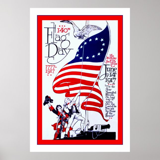 Póster 140° Día de la Bandera ~ Publicidad de época (Frente)