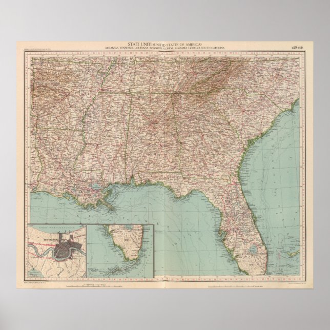 Póster 14546 Arca, Tenn, La, Miss, Fla, Ala, Ga, SC (Frente)