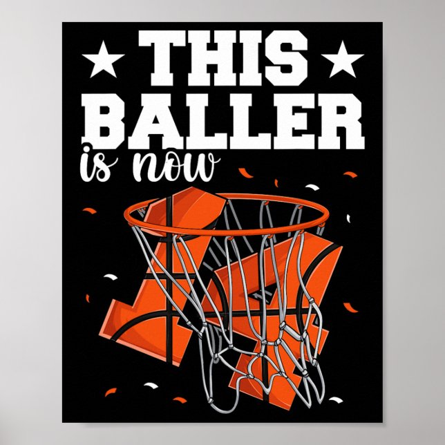 Póster 14.º cumpleaños de los niños de baloncesto (Frente)