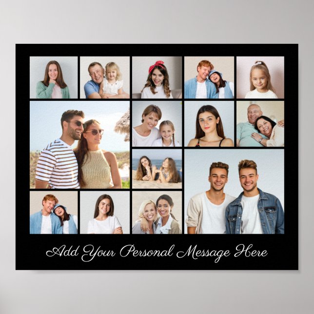 Póster 14 Collage de fotos Añadir su propio saludo (Frente)