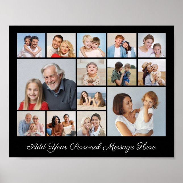 Póster 14 Collage de fotos Añadir su propio saludo (Frente)