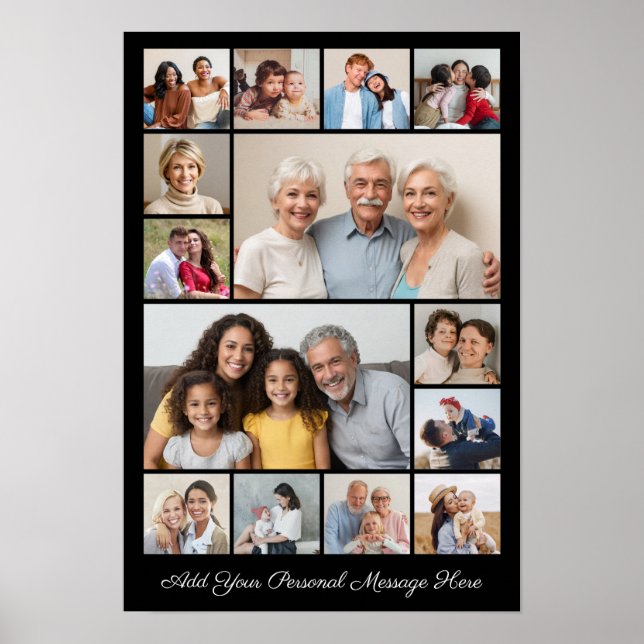 Póster 14 Collage de fotos Añadir su propio saludo (Frente)