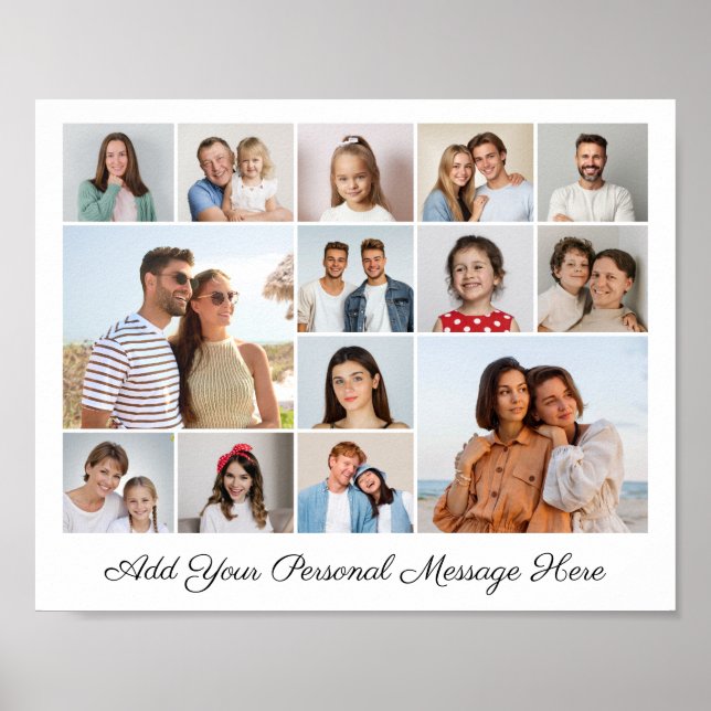 Póster 14 Collage de fotos Añadir su propio saludo (Frente)