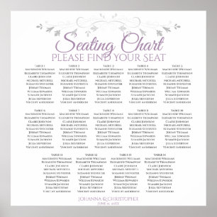 Póster 14 Tabla de asientos Boda morado y gris