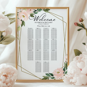 Póster 14 Tablas Tabla de asientos de Bodas geométricos R