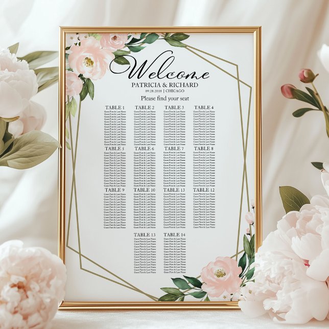Póster 14 Tablas Tabla de asientos de Bodas geométricos R (Subido por el creador)