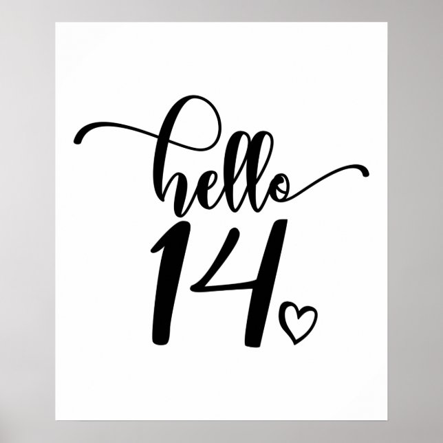 Póster 14th Birthday Women Hello 14 Cute 14 Years Old (Frente)