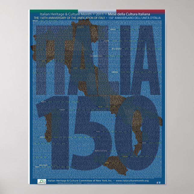 Póster 150° aniversario Unificación de Poster italiano (Frente)