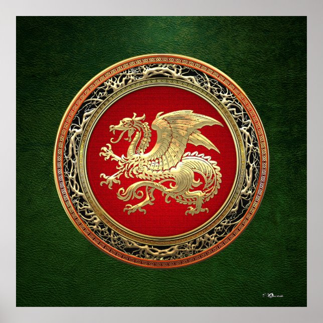 Póster [150] Dragón islandés, Landvttir [Gold] (Frente)