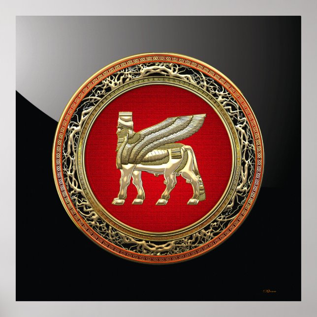 Póster [150] Lamassu de toro alado babilónico [3D] (Frente)
