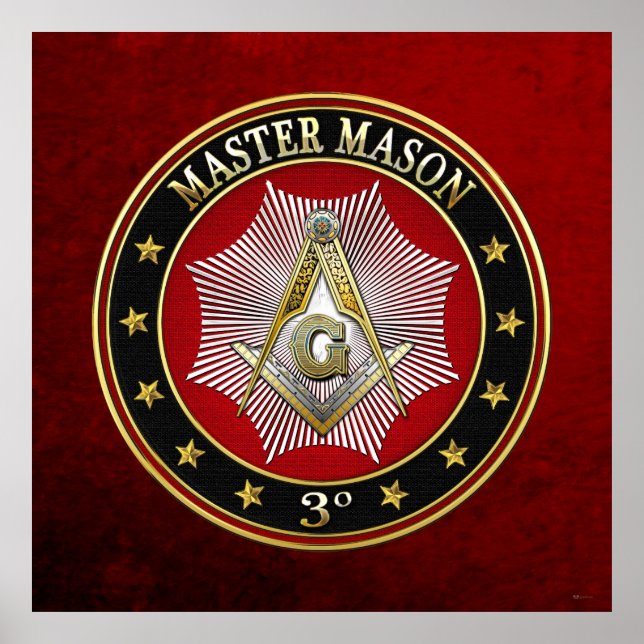 Póster [150] Master Mason - 3er grado Square & Compass (Frente)