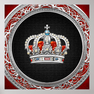 Póster [150] Príncipe-Princesa Corona-Reina [Plata]