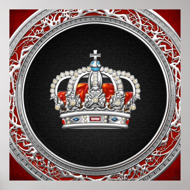 Póster [150] Príncipe-Princesa Corona-Reina [Plata] (Frente)