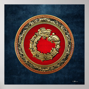 Póster [150] Serpent God Quetzalcoatl [Oro]