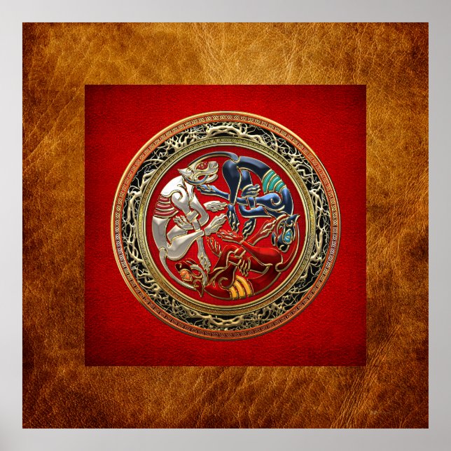 Póster [150] Tesoros celtas - Tres perros con oro (Frente)