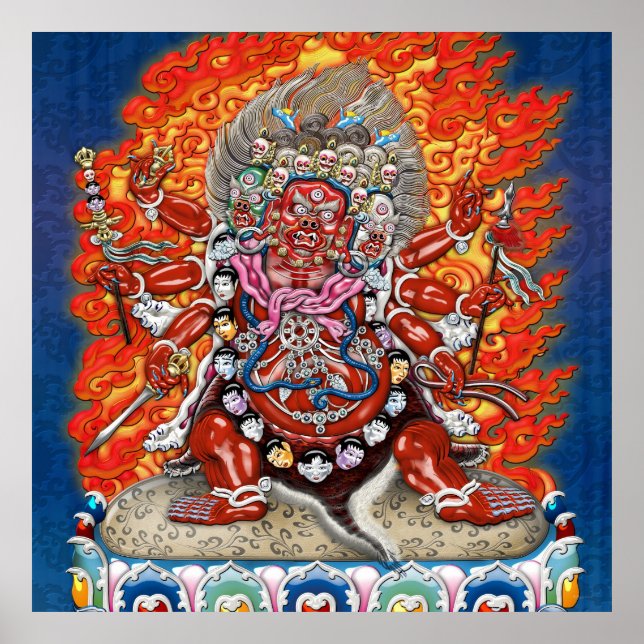 Póster [150] Thangka tibetano - Deidad furiosa Hayagriva (Frente)