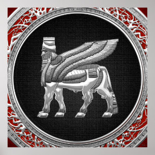 Póster [150] Toro alado babilónico [Plata] [3D]