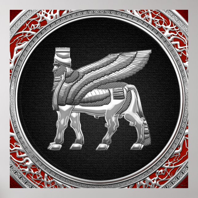 Póster [150] Toro alado babilónico [Plata] [3D] (Frente)