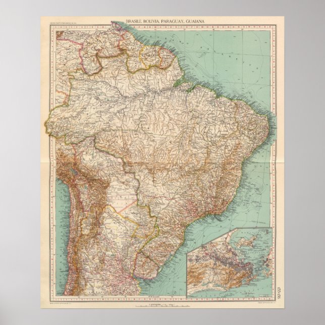Póster 15556 Brasil, Bolivia, Paraguay, Guyana (Frente)