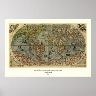 Póster 1565 Ferando Berteli (Fernando Bertelli) World Map