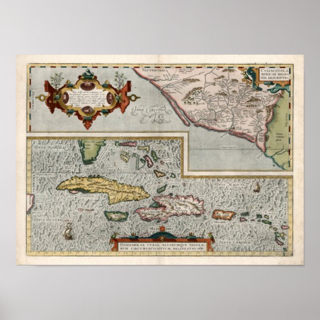 Póster 1579 Mapa de las Islas del Caribe (Frente)