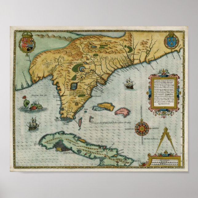 Póster 1591 Map of Florida (Frente)