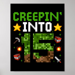 Póster 15.º Jugador de Cumpleaños Pixel Creepin’ En 15 Vi