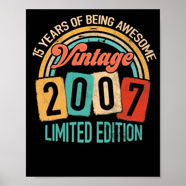 Póster 15 Años De Edad Increíble En 2007 15º Cumpleaños (Frente)